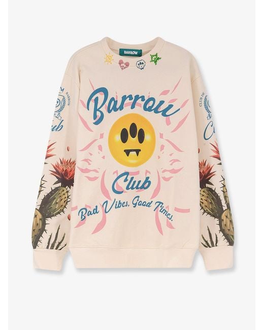 Barrow White Cotton Sweatshirt With Cactus Print for men