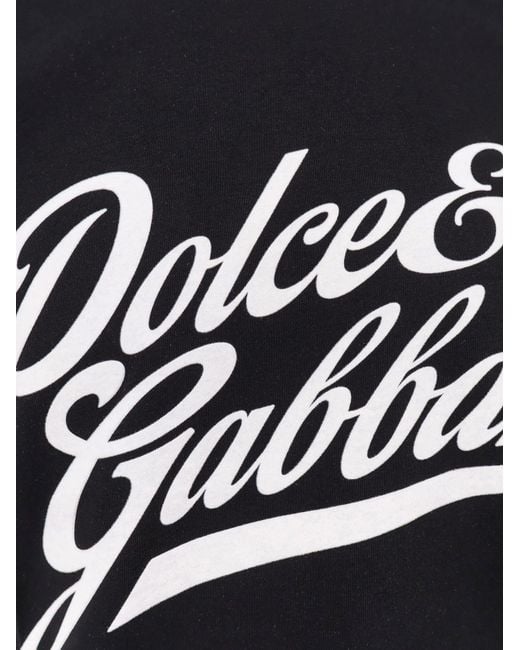 Dolce & Gabbana Black T-Shirt With A Logo And Velvet Finish for men