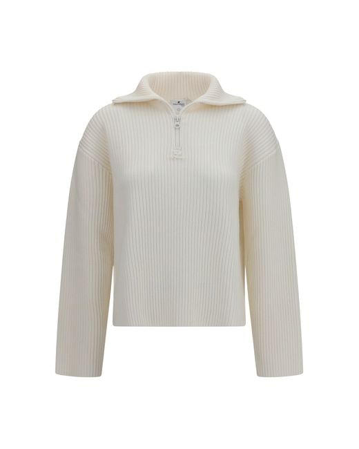 Courreges White Sweater Ribbed Zip
