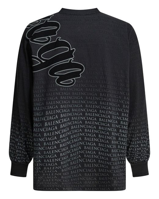 Balenciaga Black Crew-Neck T-Shirt With Print