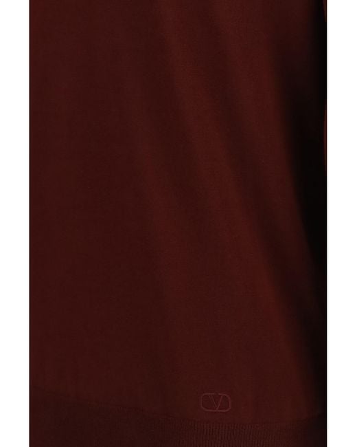 Valentino Red Long-Sleeve Wool Polo Bordeaux for men