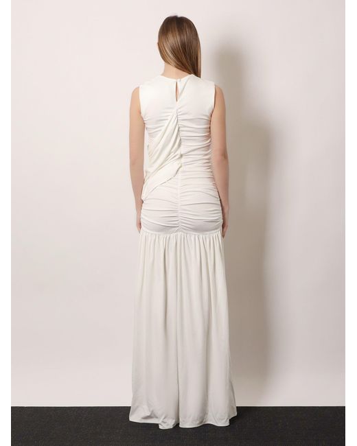 ACTUALEE White Draped Long Dress