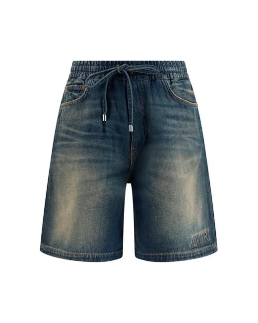 Amiri Blue Shorts Drawstring Denim for men