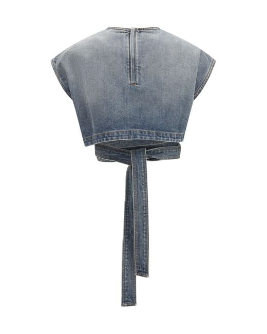 Alaïa Gray Alaïa Denim Belt Top