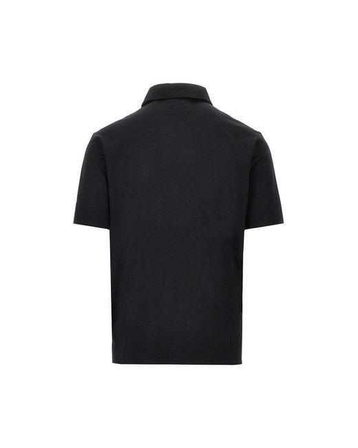 Emporio Armani Black Wool Jersey Polo Shirt for men