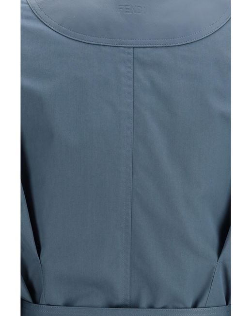Fendi Blue Gabardine Coat