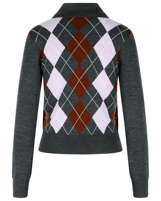 Self-Portrait Black Self Portrait 'Argyle' Wool Sweater