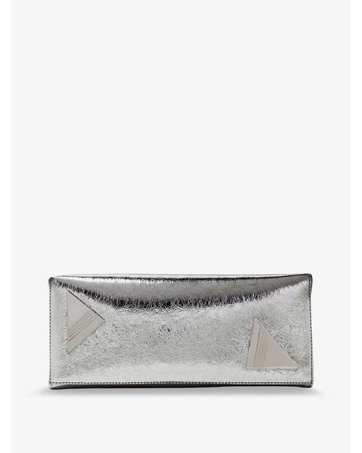 The Attico White 8.30 Pm Laminated Leather Clutch Bag With Logo Engraved On The Bottom