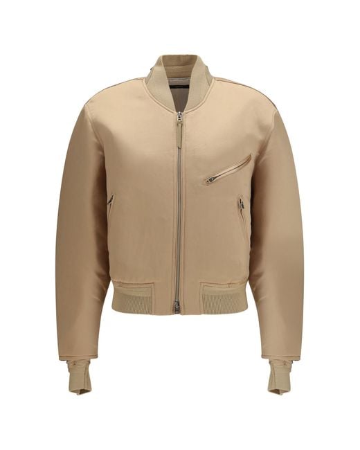 Tom Ford Natural Satin Aviator Bomber Jacket Buff