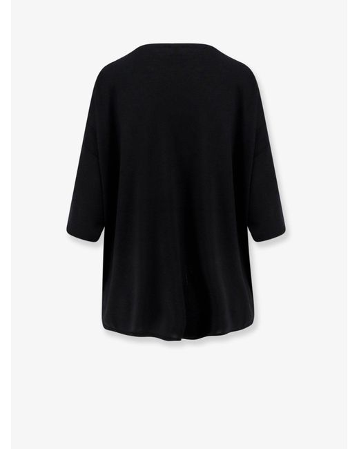 Totême Black Longline Wool Blend Sweater