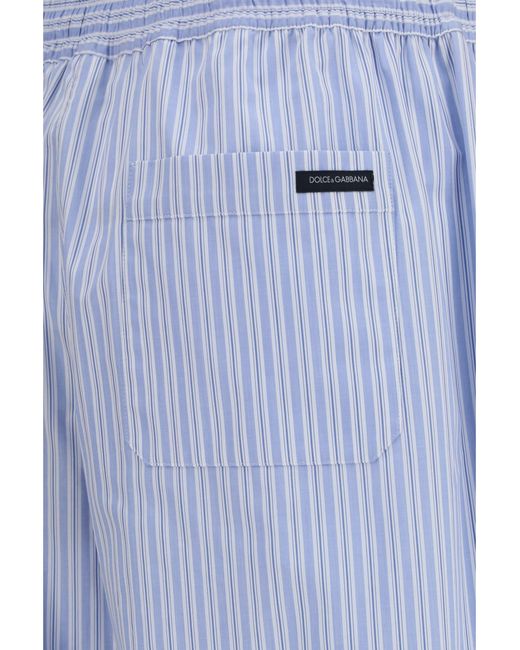 Dolce & Gabbana Blue Dolce & Gabbana Striped Poplin Pants