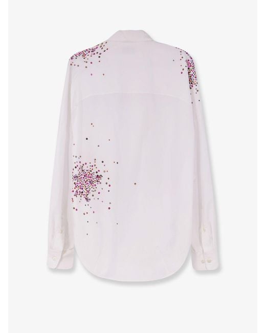 Dries Van Noten Pink Casia Cotton Shirt With Multicolored Sequin Detail