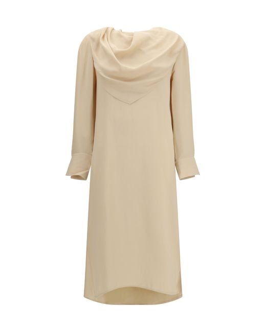 Acne Natural Draped Backless Midi Dress Sand