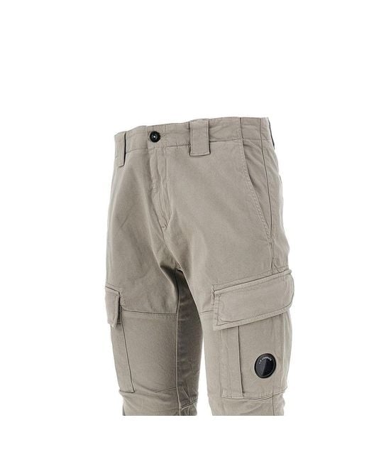 C P Company Gray Cotton Gabardine Pants for men