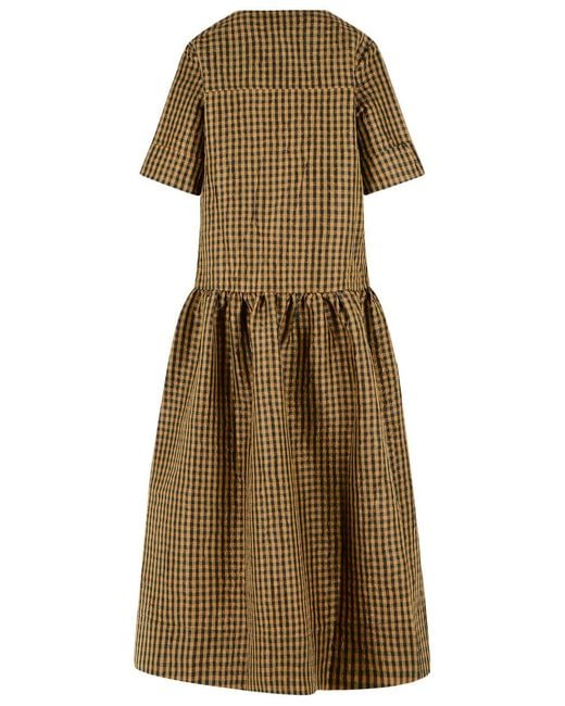 Ganni Natural Two-Tone Polyester Dress