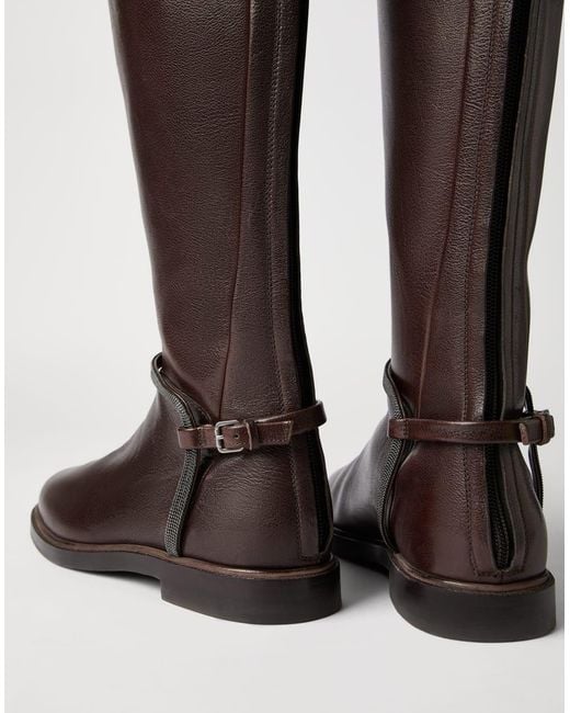 Brunello Cucinelli Brown Leather High Boots