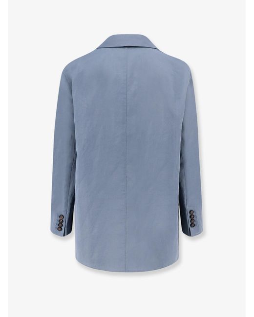Brunello Cucinelli Blue Deconstructed Cotton Blazer
