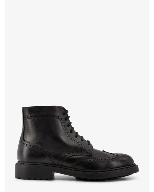 Doucal's Black Triumph Leather Ankle Boots for men