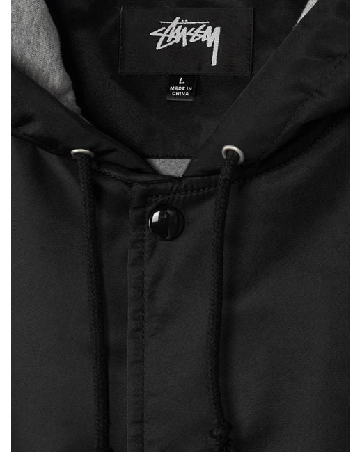 Stussy Black Nylon Jacket With Back Lettering for men