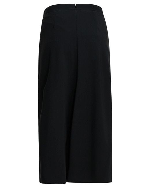 Givenchy Black Draped Crepe Cady Midi Skirt
