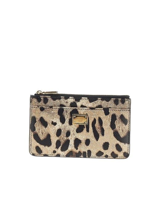 Dolce & Gabbana Metallic Dolce&Gabbana Leopard-Print Leather Cardholder Pouch