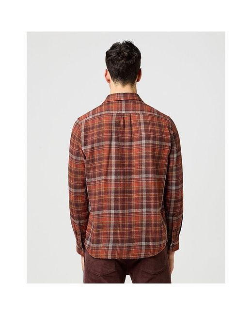 Wrangler Red Regular 1 Pocket Flannel Shirt for men