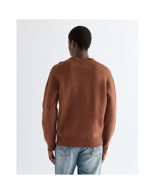 Wrangler Brown Bell Regular Boiled Wool Sweater for men