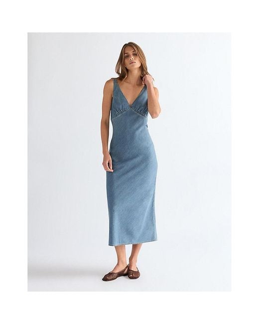 Wrangler Blue Slim Bias Slip Lightweight Dress