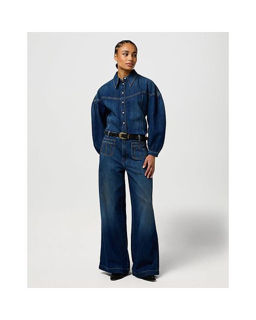 Wrangler Blue High Rise Loose Denim Trouser Size 25 X30