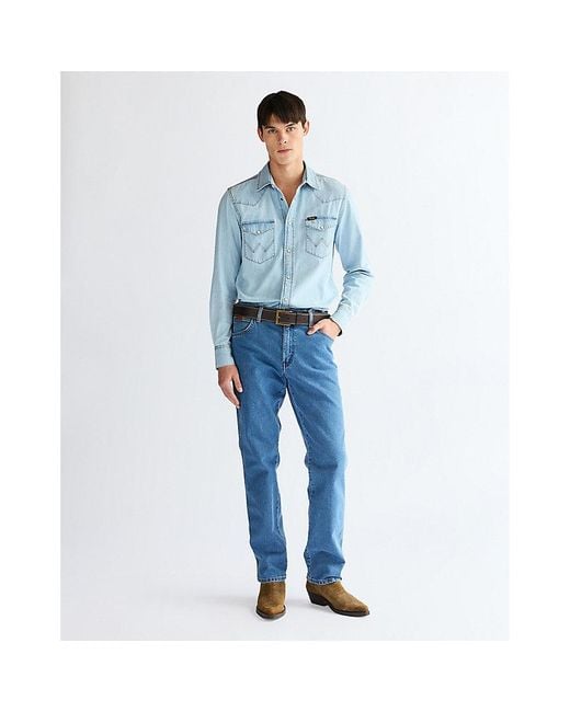 Wrangler Blue Basic Metal Loop Leather Belt for men