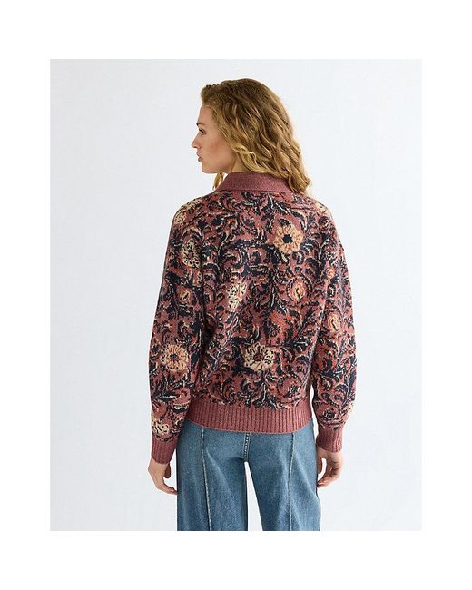 Wrangler Red Regular Ranch Floral Polo Sweater