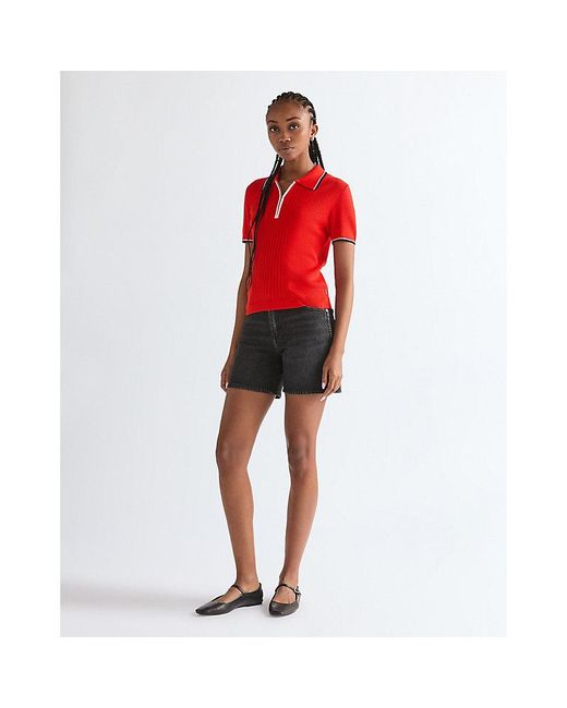 Wrangler Red Slim Quarter Zip Polo