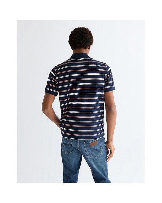 Wrangler Blue Regular Stripe Polo Shirt for men