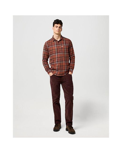Wrangler Red Regular 1 Pocket Flannel Shirt for men
