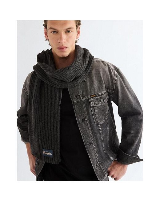 Wrangler Black Wool Scarf for men