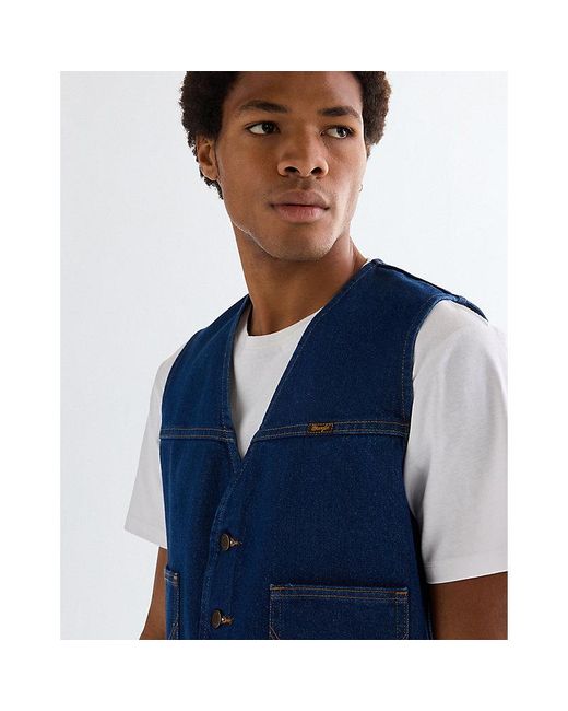 Wrangler Blue Regular Cowboy Cut Vest for men