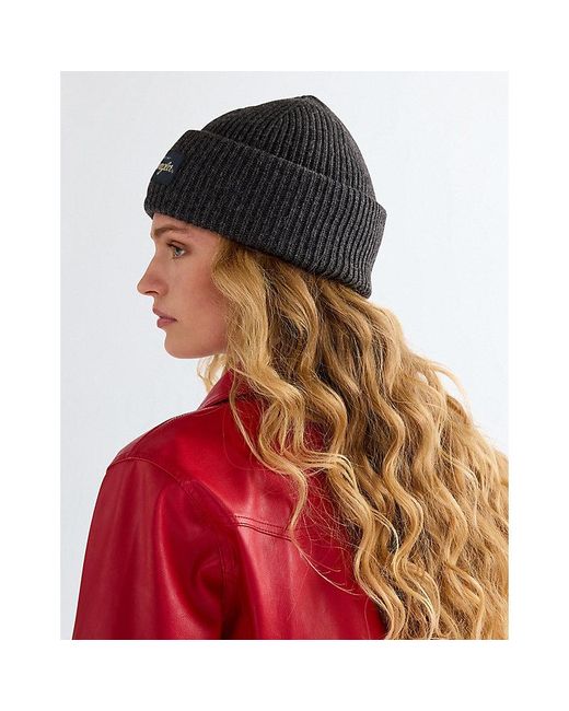 Wrangler Black Ribbed Wool Beanie for men