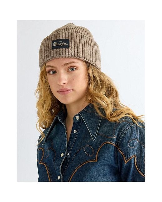 Wrangler Blue Ribbed Wool Beanie for men