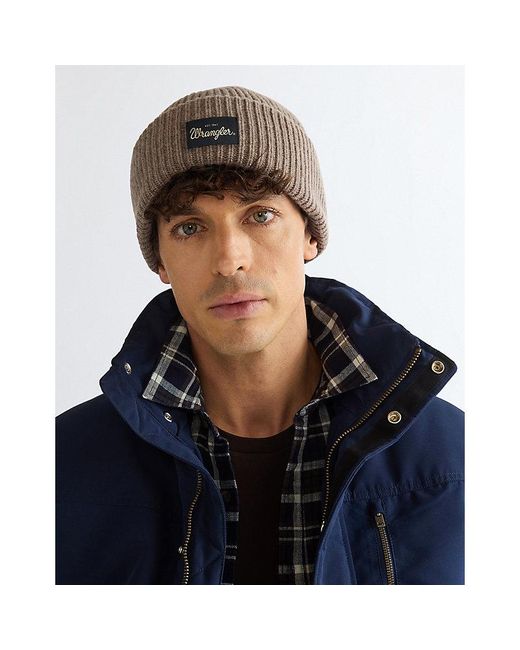 Wrangler Blue Ribbed Wool Beanie for men