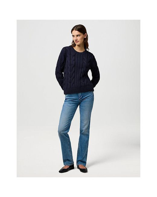 Wrangler Blue Regular Cable Knit Crew