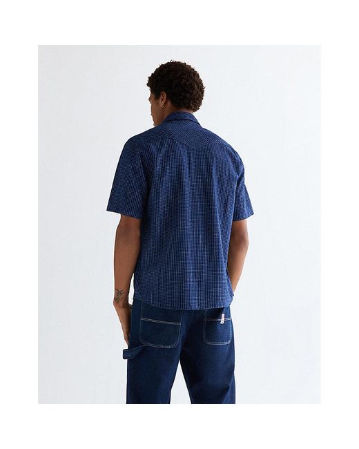 Wrangler Blue Regular Short Sleeve Western Shirt for men