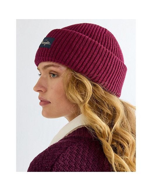Wrangler Purple Ribbed Wool Beanie for men