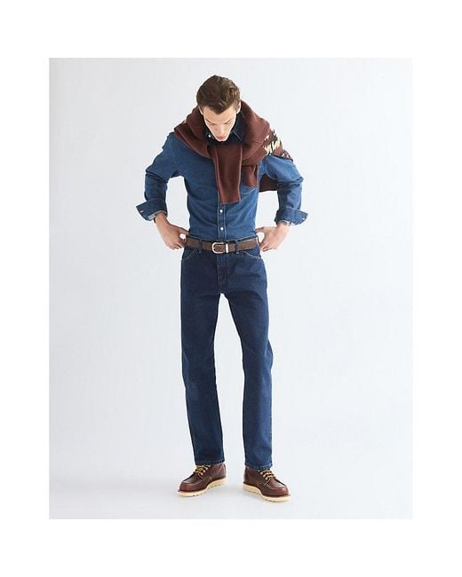 Wrangler Blue Easy Leather Belt for men
