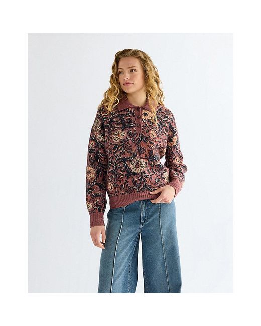 Wrangler Red Regular Ranch Floral Polo Sweater