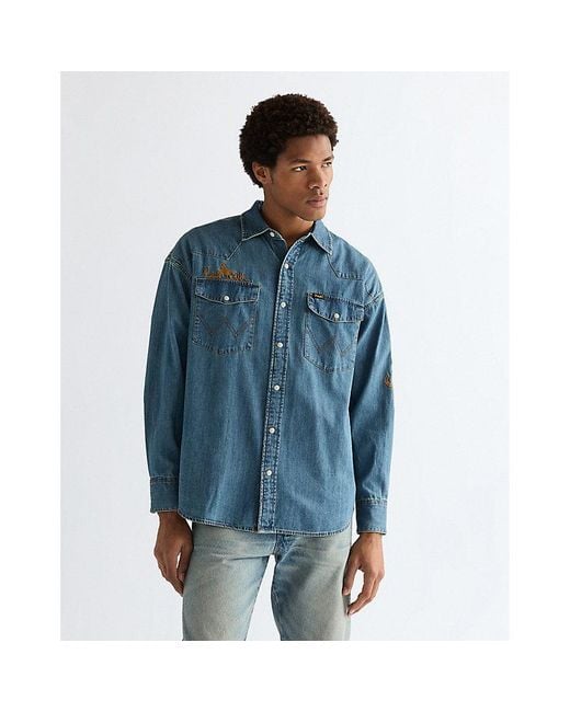 Wrangler Blue Oversized Western Shirt for men