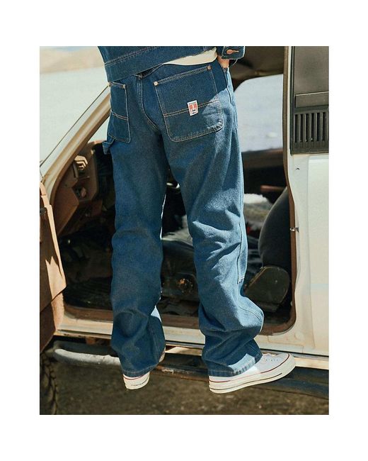 Wrangler Blue Relaxed Double Knee Carpenter Trousers Size 28 X32 for men