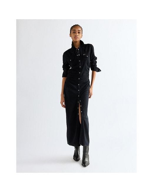 Wrangler Black Slim Cinched Waist Maxi Dress