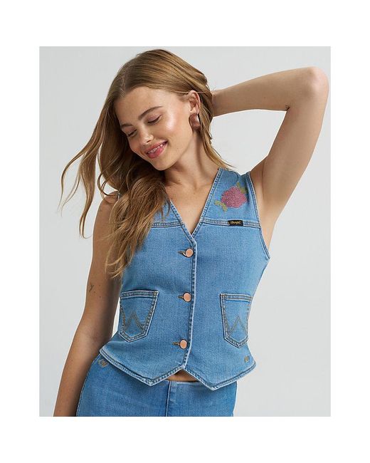 Wrangler Blue Lainey Wilson X Embroidered Vest