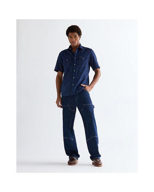 Wrangler Blue Regular Short Sleeve Western Shirt for men