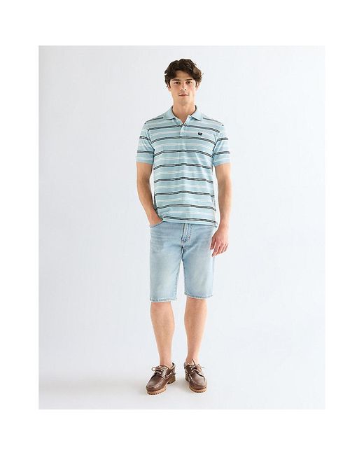 Wrangler Blue Regular Stripe Polo Shirt for men